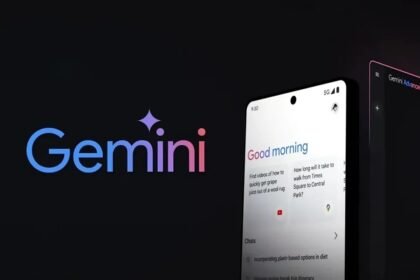 Imagem do logo do Gemini e um celular
